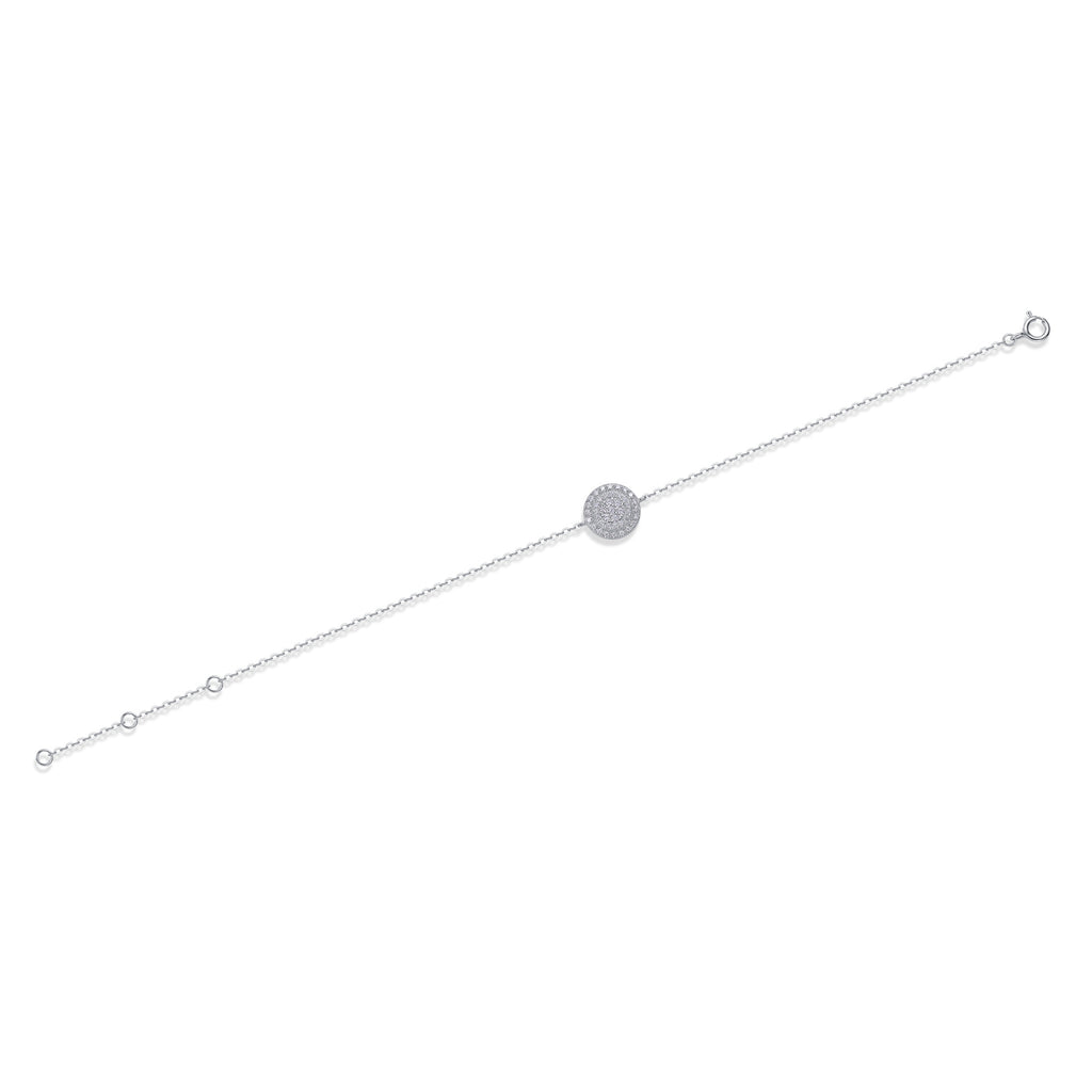 Halo de Lumière, 18k White Gold-Plated S925 Sterling Silver Moissanite Bracelet