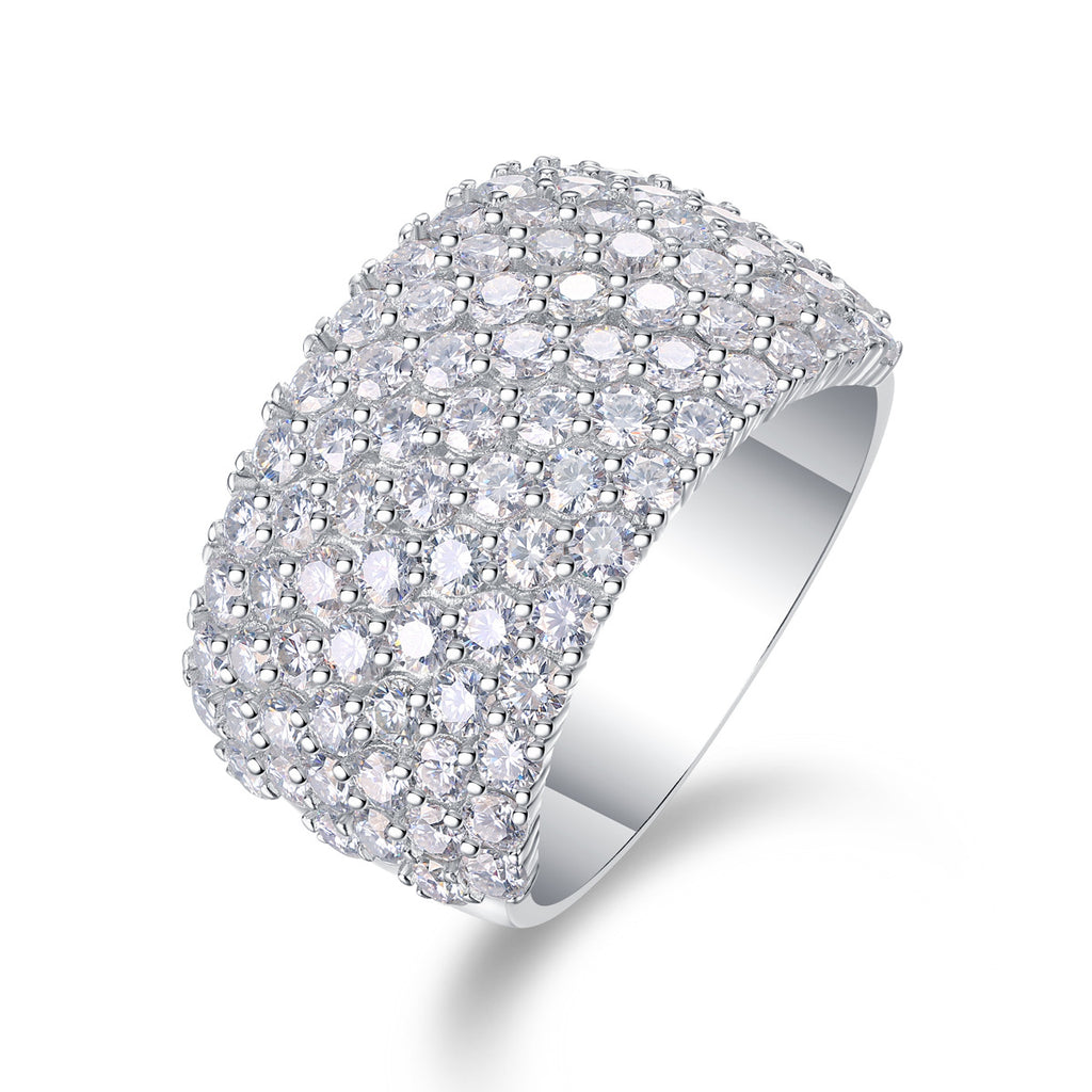 Voûte Lumière, 18k White Gold-Plated S925 Sterling Silver 2.0mm × 87 Moissanite Statement Ring