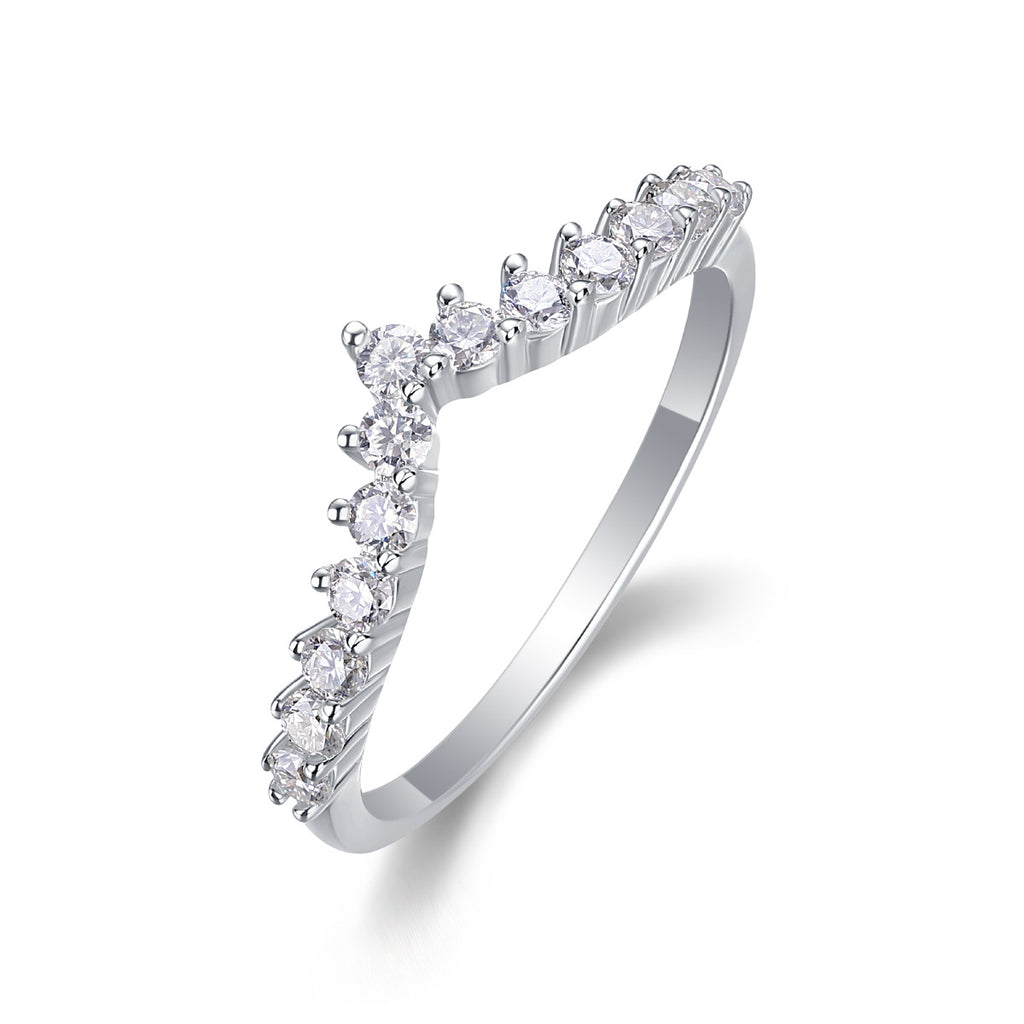 Ligne de Lumière, 18k White Gold-Plated S925 Sterling Silver 13-Stone Moissanite Wedding Band