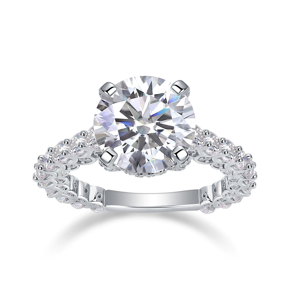 Couronne Radieuse, 18k White Gold-Plated S925 Sterling Silver 5ct Moissanite Engagement Ring
