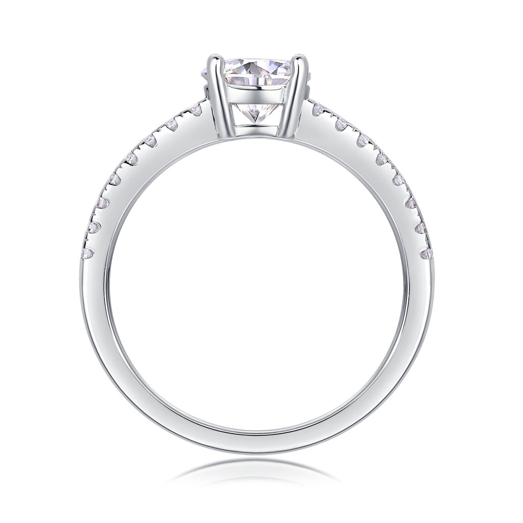 Lumière Promise, 18k White Gold-Plated S925 Sterling Silver 1ct/2ct Moissanite Engagement Ring