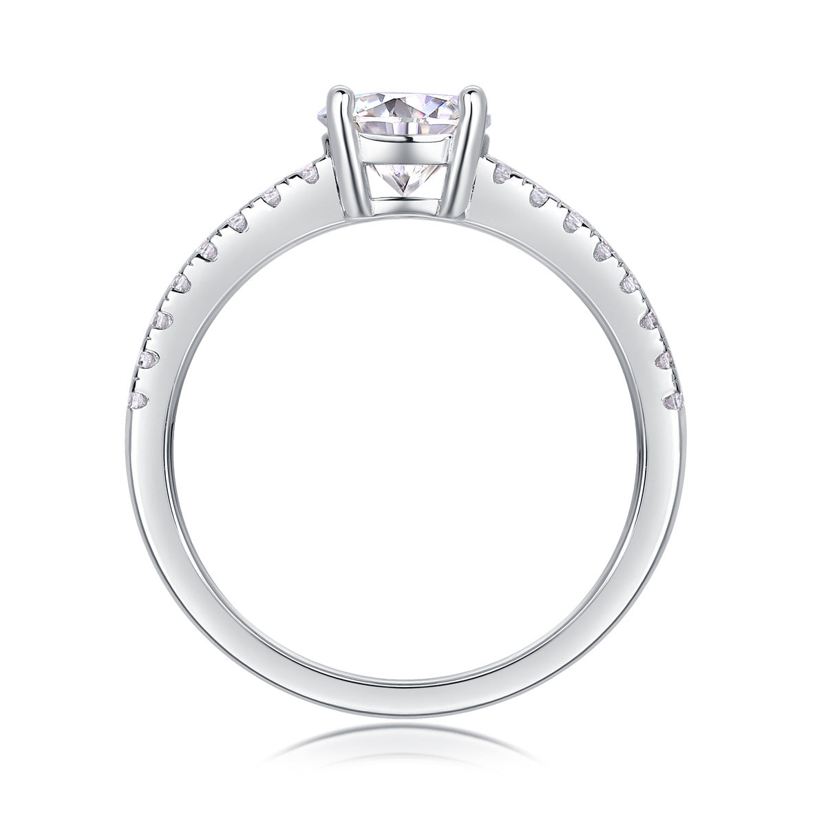 Lumière Promise, 18k White Gold-Plated S925 Sterling Silver 1ct/2ct Moissanite Engagement Ring