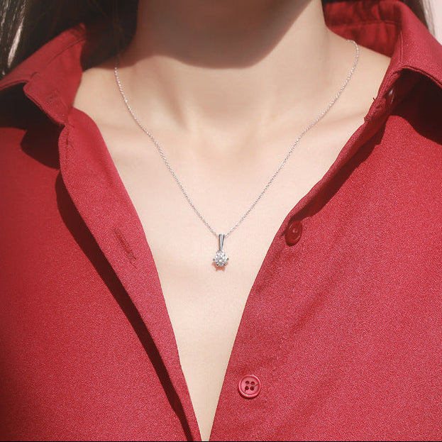 Goutte Éclatante, 18k White Gold-Plated S925 Sterling Silver Moissanite Pendant Necklace