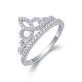 Couronne de Lune, 18k White Gold-Plated S925 Sterling Silver 0.36ct Moissanite Wedding Ring