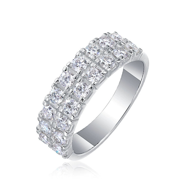 Éclat Continu, 18k White Gold-Plated S925 Sterling Silver Moissanite Wedding Band