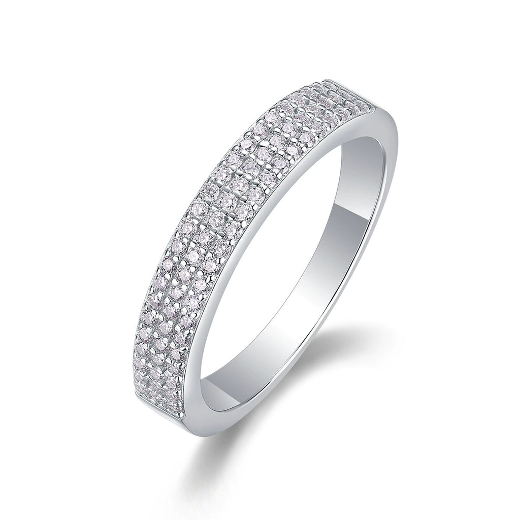Ligne Infinie, 18k White Gold-Plated S925 Sterling Silver Moissanite Wedding Ring