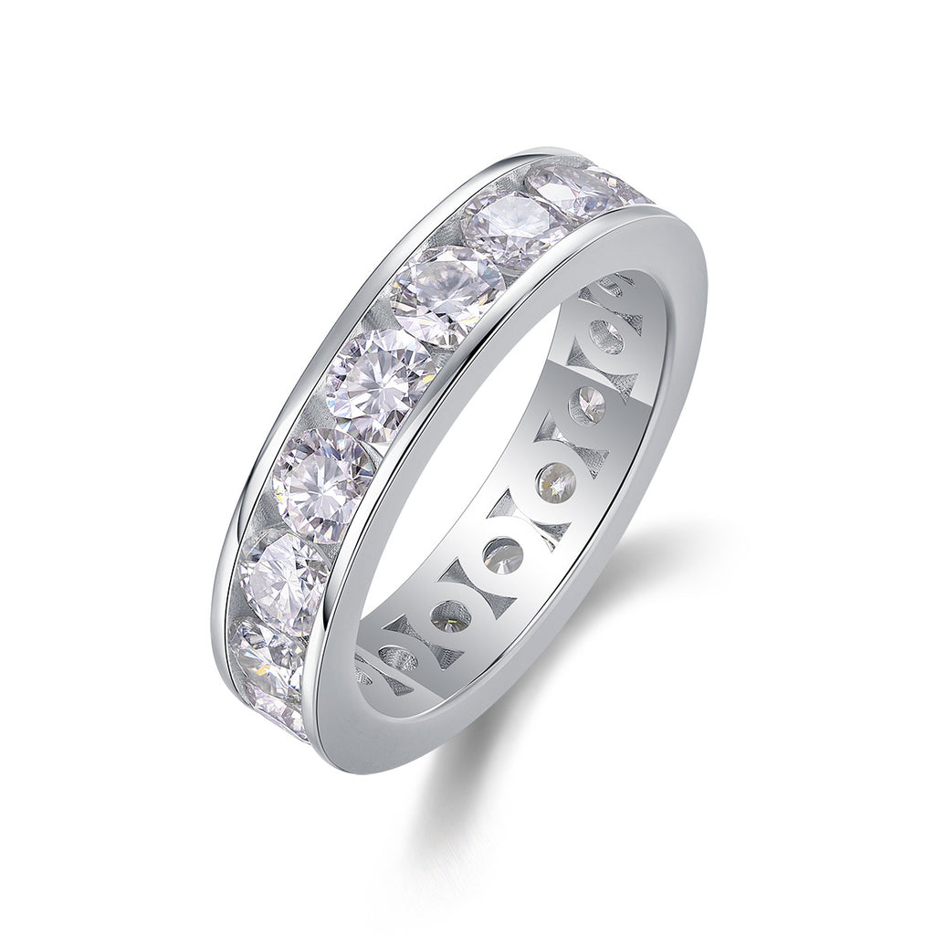 Éclat Souverain, 18k White Gold-Plated S925 Sterling Silver Moissanite Ring