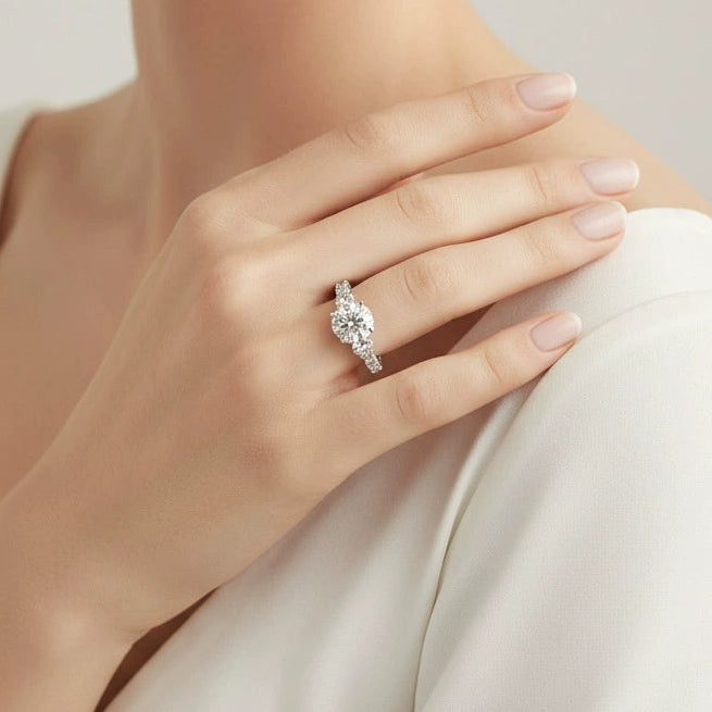 Impériale Lumière — Gold-Plated S925 Sterling Silver 5ct + 92 Moissanite Engagement Ring