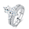 Marquise Éternité, 18k White Gold-Plated S925 Sterling Silver 2.0ct Moissanite Engagement Ring Set