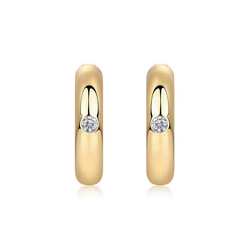 Lueur Pure, 18k Yellow Gold-Plated S925 Sterling Silver Moissanite Hoop Earrings