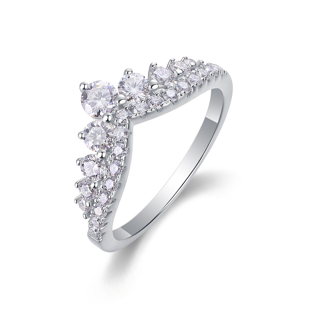 Courbe d’Éclat, 18k White Gold-Plated S925 Sterling Silver Moissanite Wedding Ring