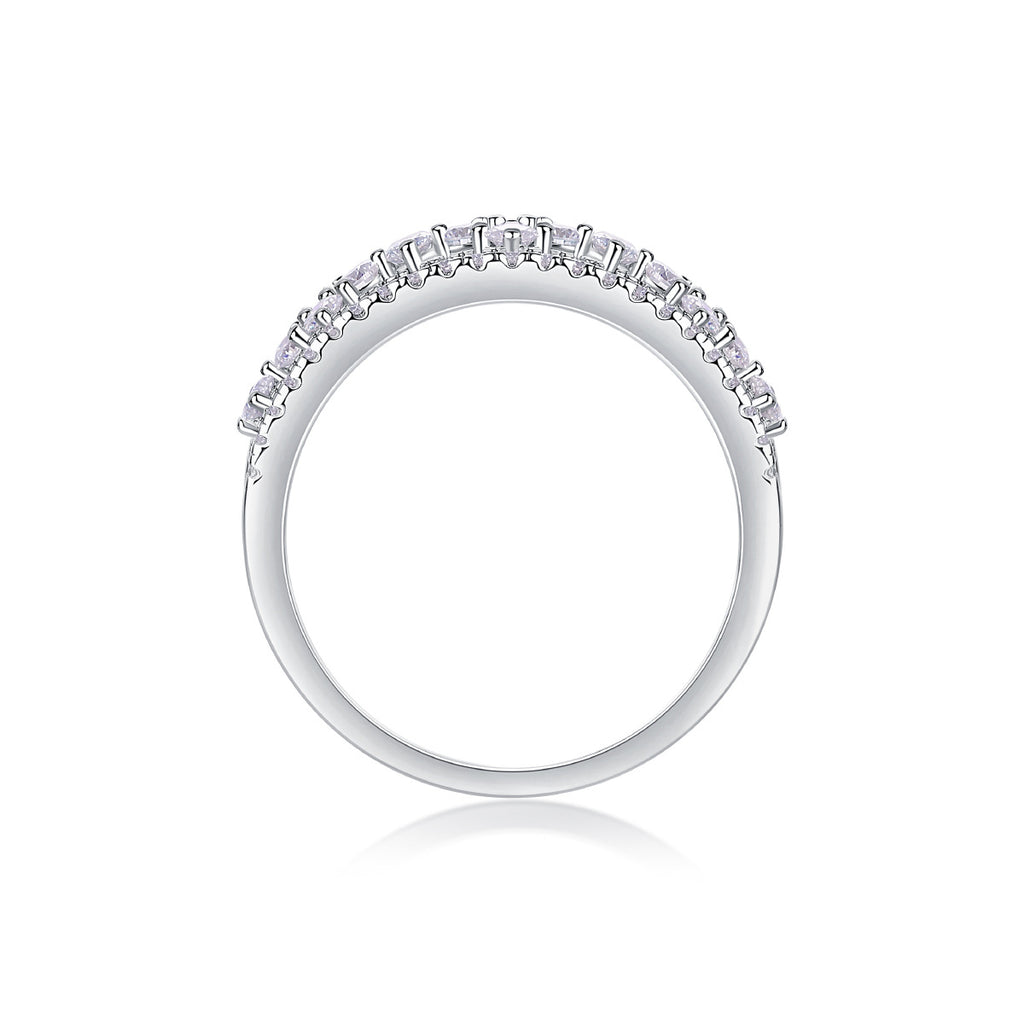 Jardin de Lumière, 18k White Gold-Plated S925 Sterling Silver Moissanite Wedding Ring