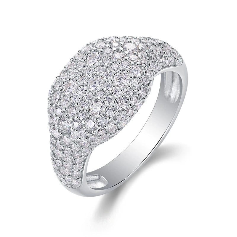 Pluie d’Éclat, 18k White Gold-Plated S925 Sterling Silver Moissanite Wedding Ring