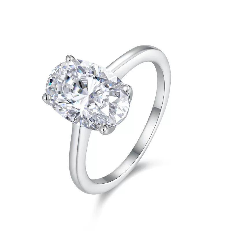 Ovale Évidence, 18k White Gold-Plated S925 Sterling Silver Moissanite Engagement Ring