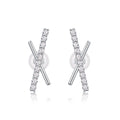 Étoile Croisée, 18k White Gold-Plated S925 Sterling Silver Moissanite X Bar Earrings