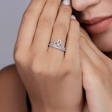 Couronne de Lune, 18k White Gold-Plated S925 Sterling Silver 0.36ct Moissanite Wedding Ring