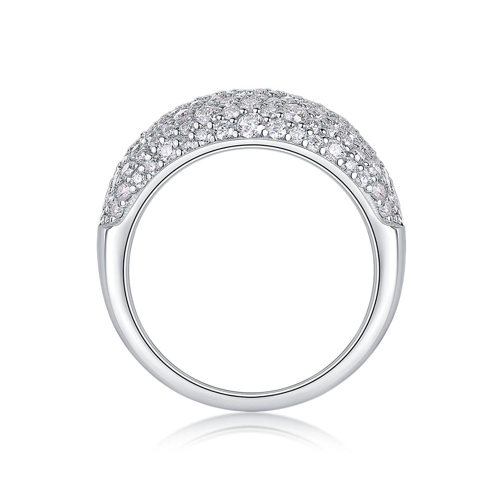 Pluie d’Éclat, 18k White Gold-Plated S925 Sterling Silver Moissanite Wedding Ring