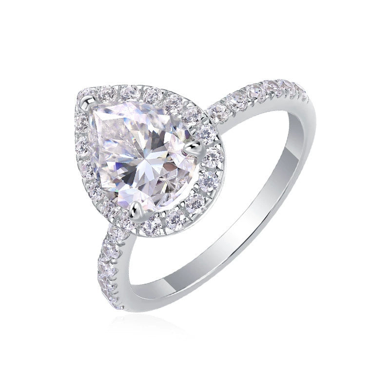 Lueur Éternelle, 18k White Gold-Plated S925 Sterling Silver 1.5ct Moissanite Engagement Ring