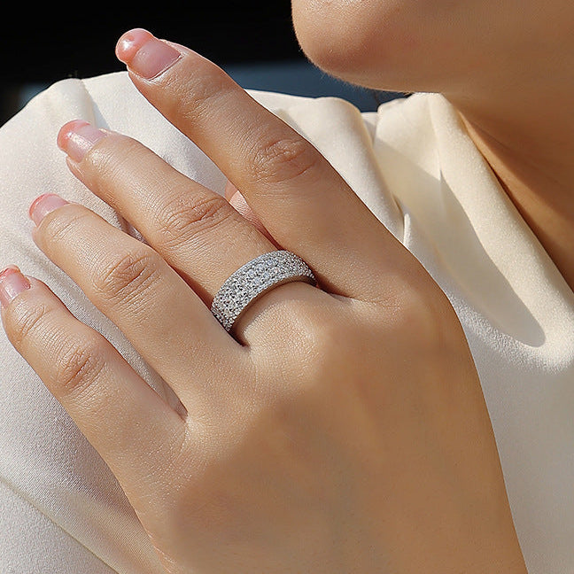 Majesté Pavé, 18k White Gold-Plated S925 Sterling Silver Moissanite Statement Ring