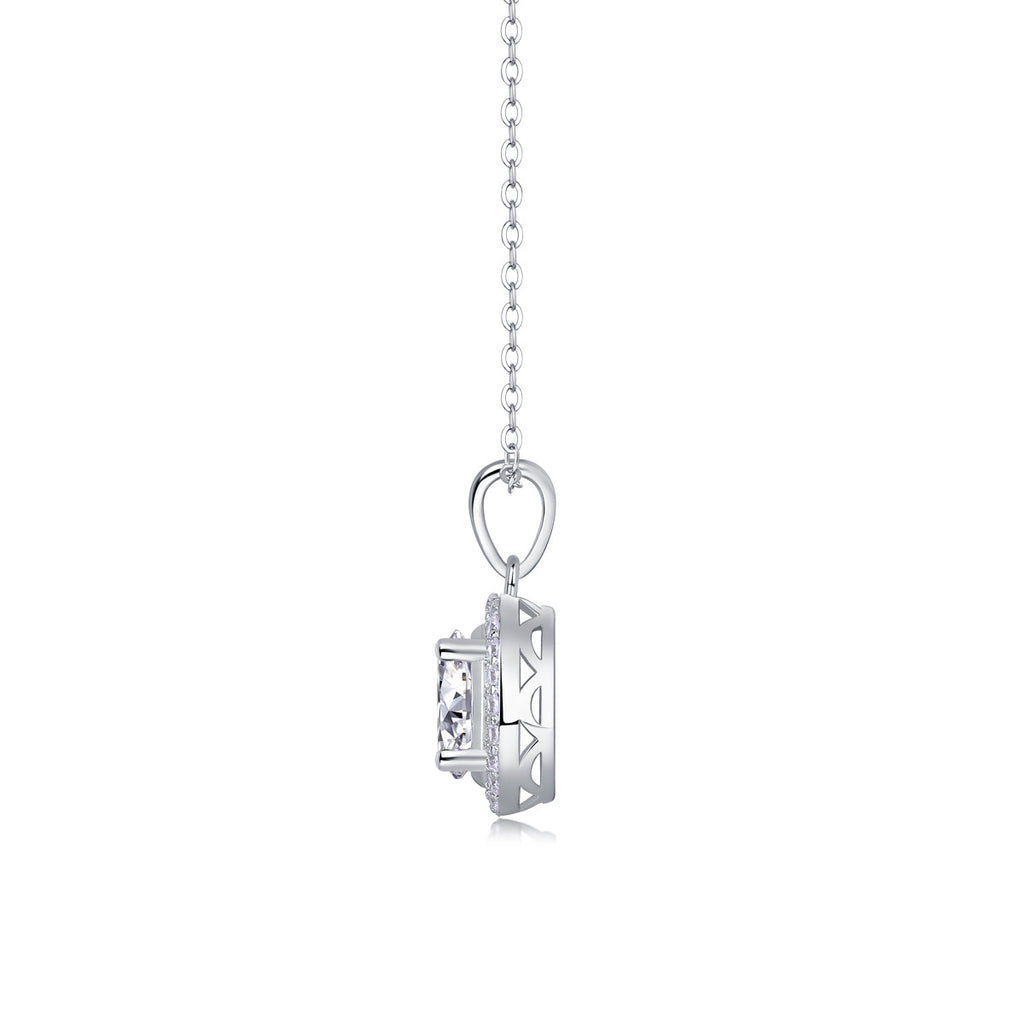 Éclat Ovale, 18K White Gold-Plated S925 Sterling Silver Moissanite Pendant Necklace