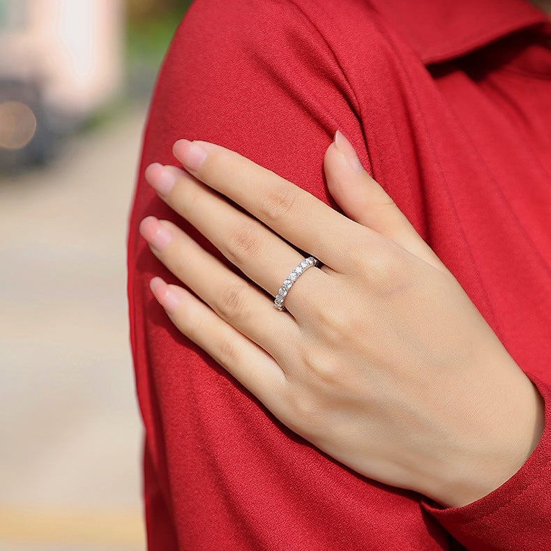 Lueur Sculptée, 18k White Gold-Plated S925 Sterling Silver 2.1ct Wedding Ring