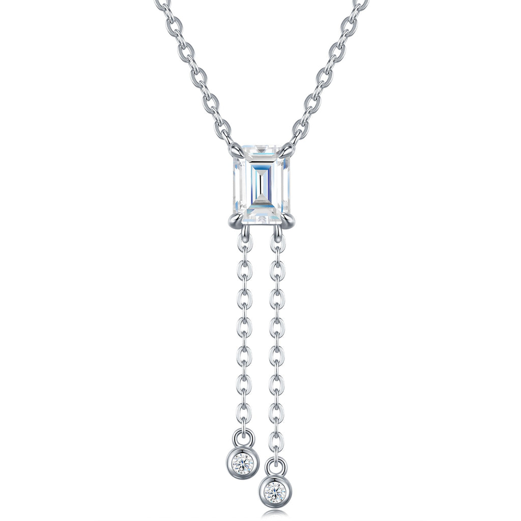 Équilibre, White Gold-Plated S925 Sterling Silver Moissanite Pendant Necklace