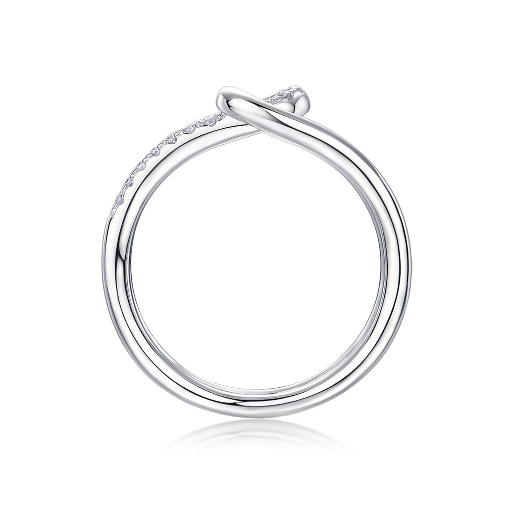 Nœud Éternel, 18k White Gold-Plated S925 Sterling Silver 0.22ct Moissanite Wedding Ring