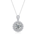 Rosace Éternelle， 18k White Gold-Plated S925 Sterling Silver 5.0ct Moissanite Pendant Necklace