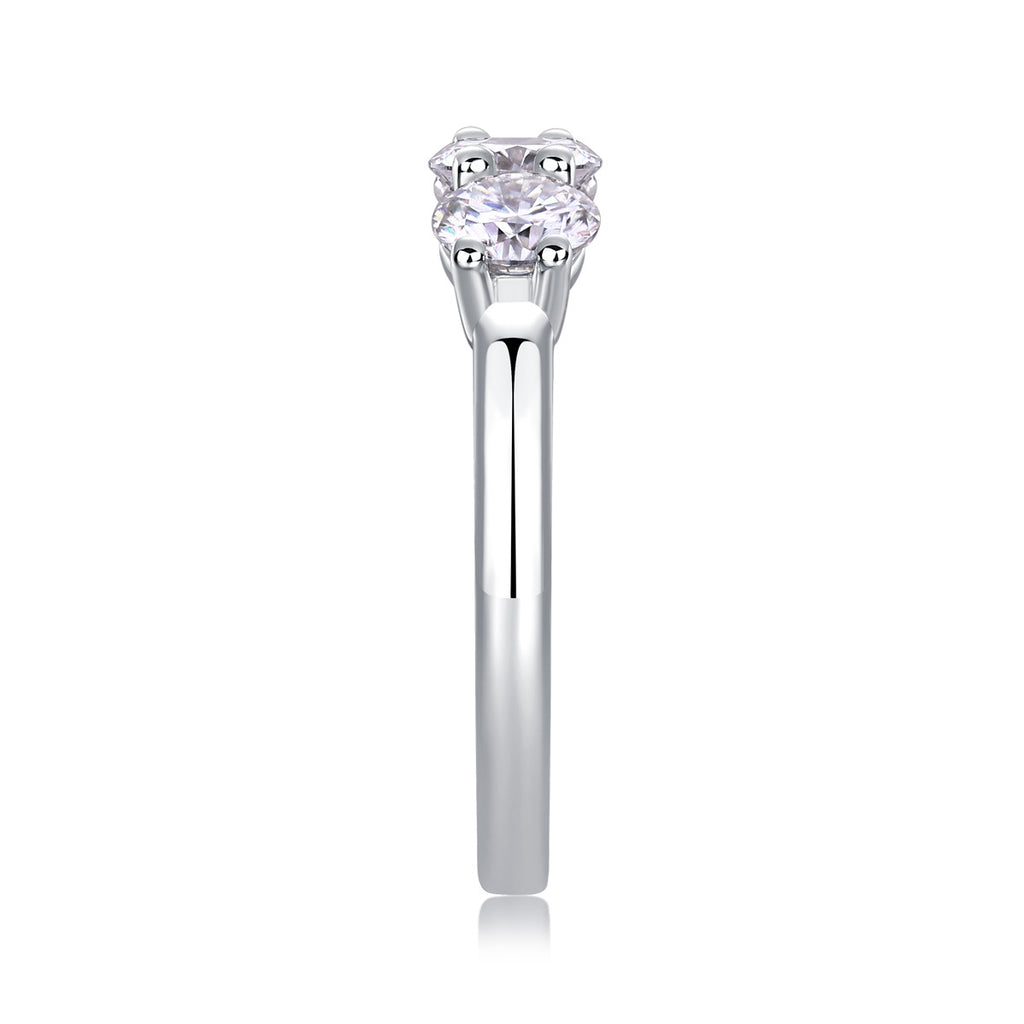 Trinité Éternelle, 18k White Gold-Plated S925 Sterling Silver 1.5ct (0.5ct × 3) Moissanite Wedding Ring