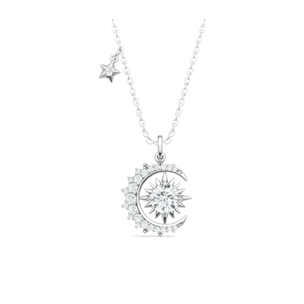 Éclipse Intérieure, 18K White Gold Plated S925 Sterling Silver 1.0ct Moissanite Pendant Necklace
