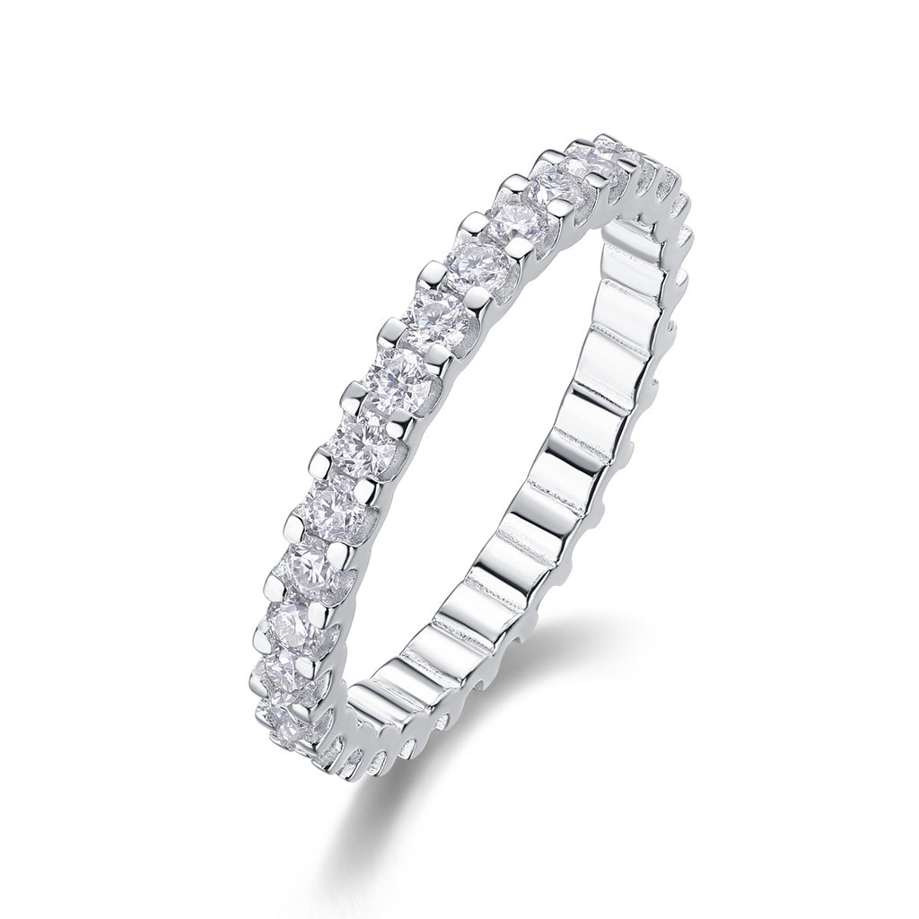 Perle de Vœu, 18k White Gold-Plated S925 Sterling Silver 0.9ct Moissanite Wedding Ring