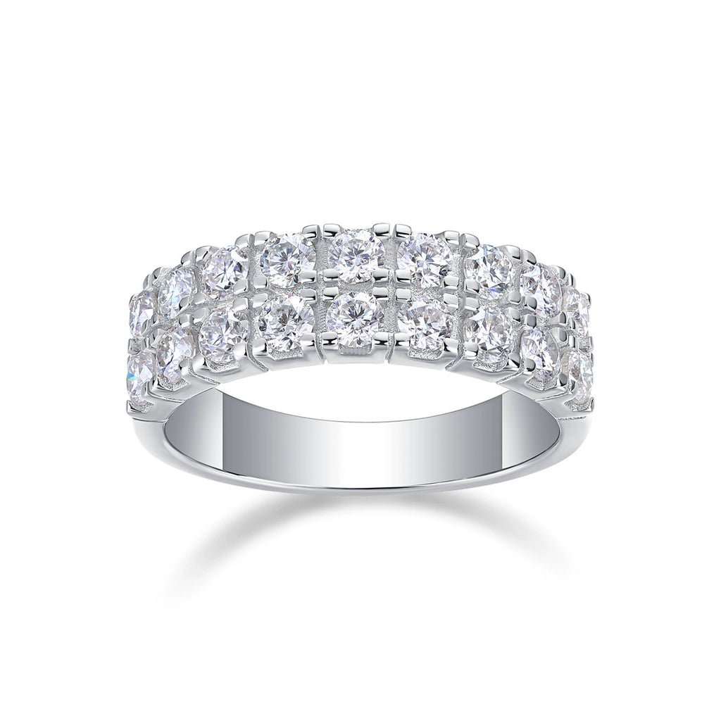 Éclat Continu, 18k White Gold-Plated S925 Sterling Silver Moissanite Wedding Band