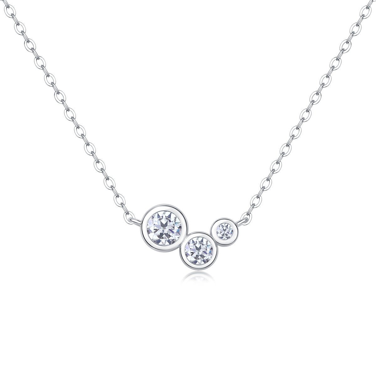 Point d’Équilibre, 18k White Gold-Plated S925 Sterling Silver Moissanite Pendant Necklace