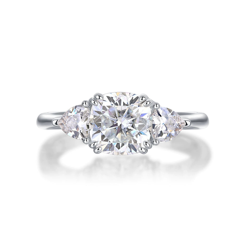 Trinité Éclat, 18k White Gold-Plated S925 Sterling Silver 1.6ct Moissanite Engagement Ring