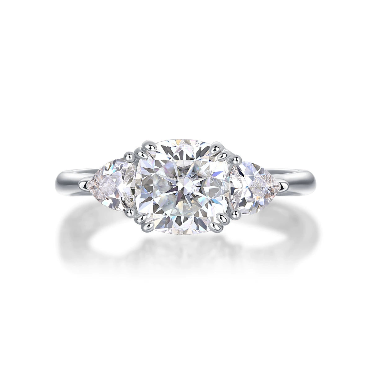 Trinité Éclat, 18k White Gold-Plated S925 Sterling Silver 1.6ct Moissanite Engagement Ring
