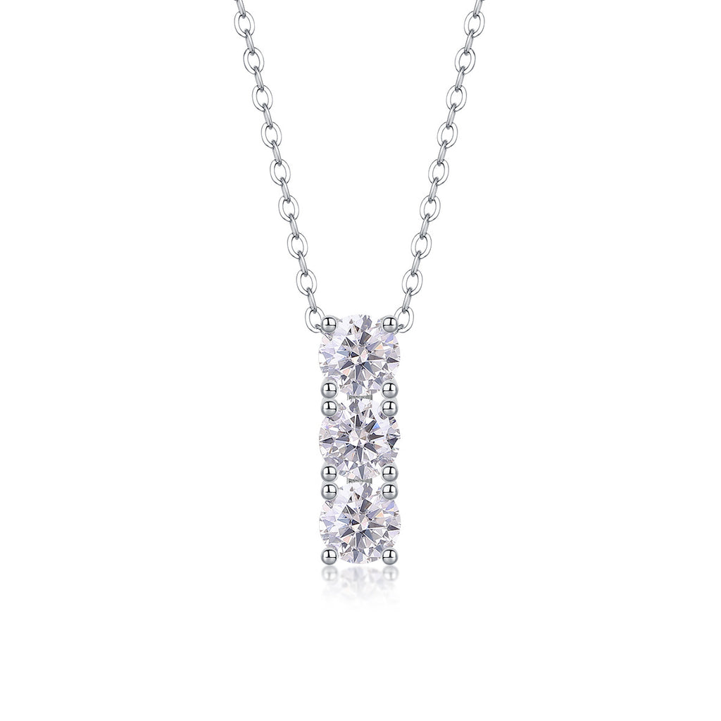 Ligne Claire, 18K White Gold-Plated S925 Sterling Silver 1.50ct Moissanite Pendant Necklace