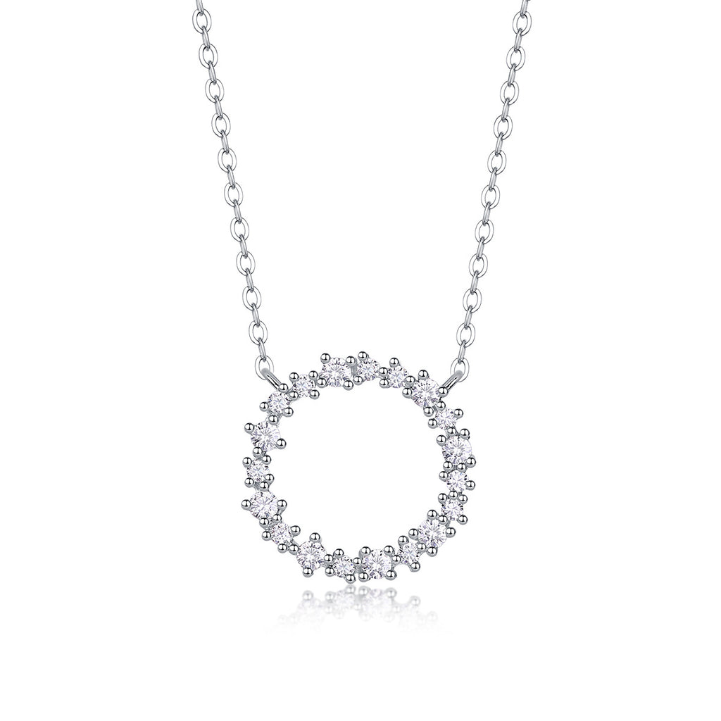 Cercle d’Origine, 18K White Gold-Plated S925 Sterling Silver Moissanite Pendant Necklace