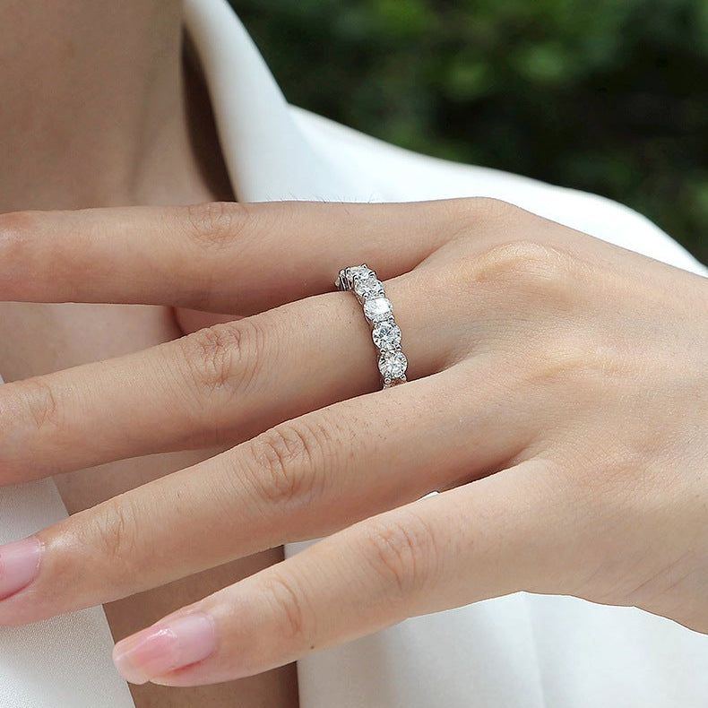 Couronne Infinie, 18k White Gold-Plated S925 Sterling Silver Moissanite Wedding Ring