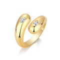 Étreinte Fluide, 18k Yellow Gold-Plated S925 Sterling Silver Dual-Pear Moissanite Statement Ring