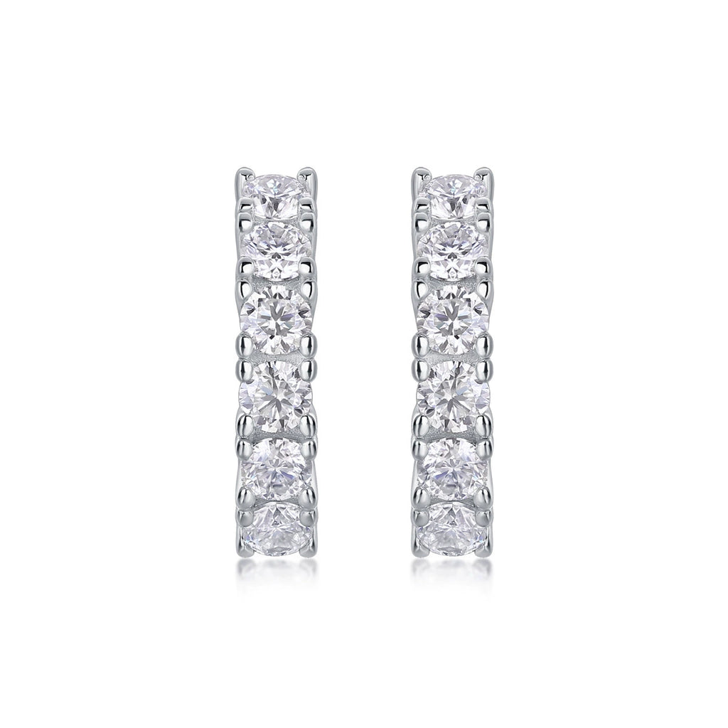Rivière Élancée, 18k White Gold-Plated S925 Sterling Silver 0.27ct Moissanite Hoop Earrings