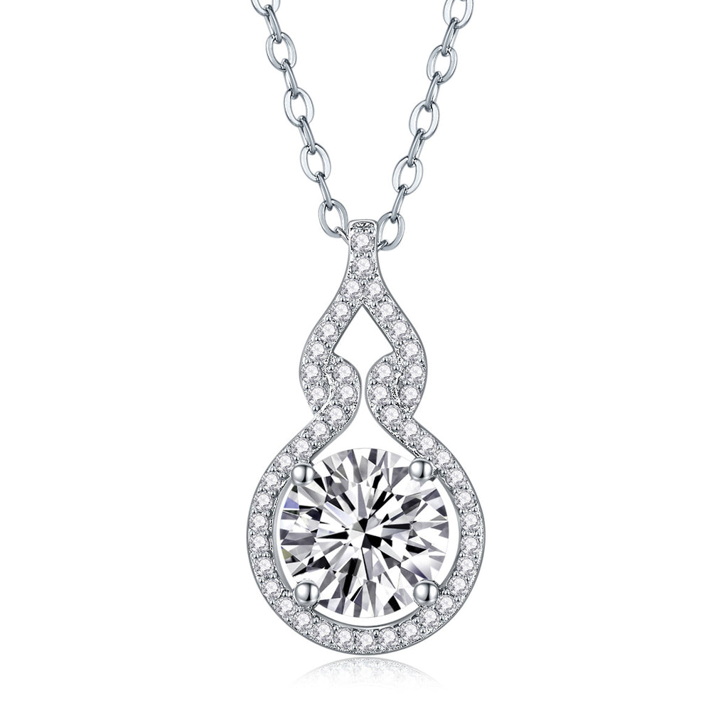 Lueur Éternelle, 18k White Gold-Plated S925 Sterling Silver 2ct Moissanite Pendant Necklace