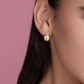 Perle Lumière, 18k Yellow Gold-Plated S925 Sterling Silver 1.0ct Moissanite Drop Sphere Earrings