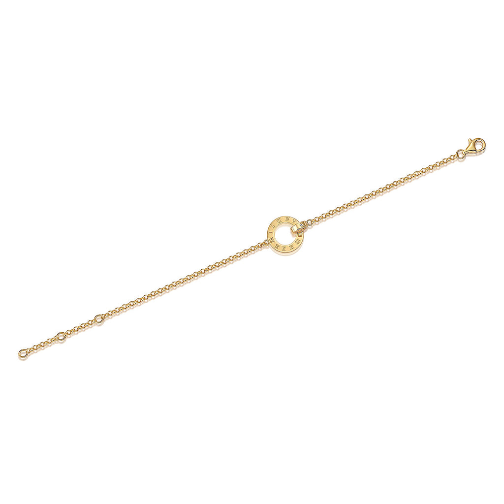 Temps Circulaire, 18k Yellow Gold-Plated S925 Sterling Silver 0.06ct Moissanite Bracelet