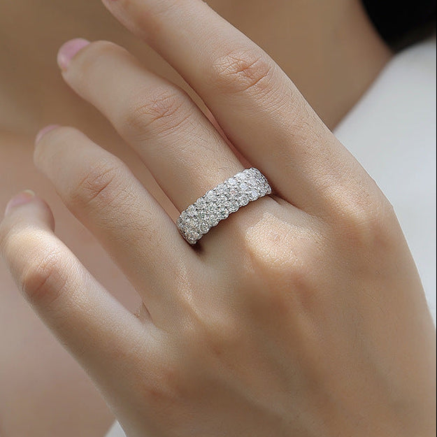 Constellation Pavée, 18k White Gold-Plated S925 Sterling Silver Moissanite Wedding Ring
