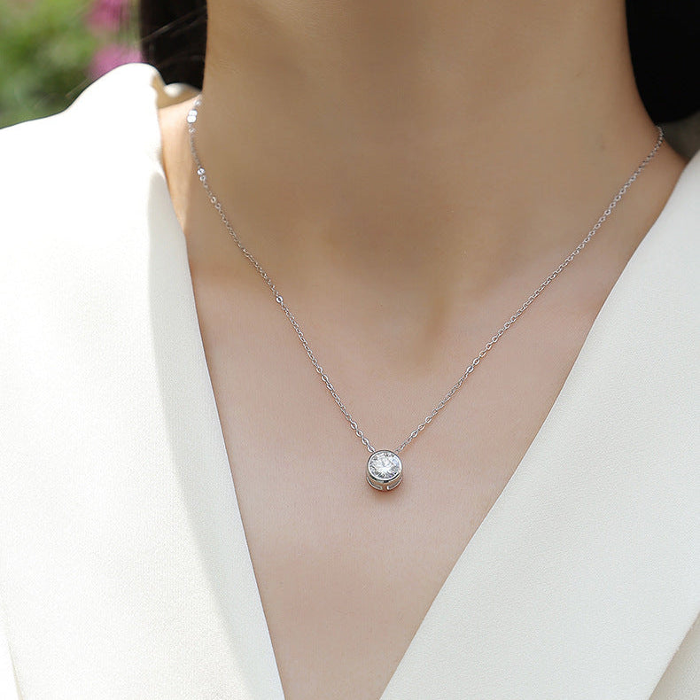 Clarté Seule, 18k White Gold/Champion Gold-Plated S925 Sterling Silver 1.0ct Moissanite Pendant Necklace