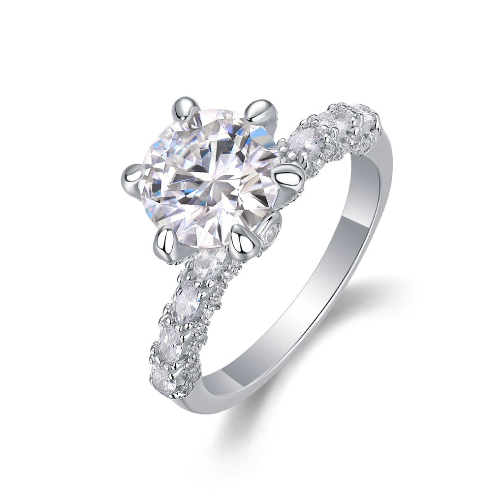 Héritage Lumineux, 18k White Gold-Plated S925 Sterling Silver Moissanite Solitaire Ring