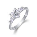 Cœur Élancé, 18k White Gold-Plated S925 Sterling Silver 1ct Heart-Cut Moissanite Engagement Ring