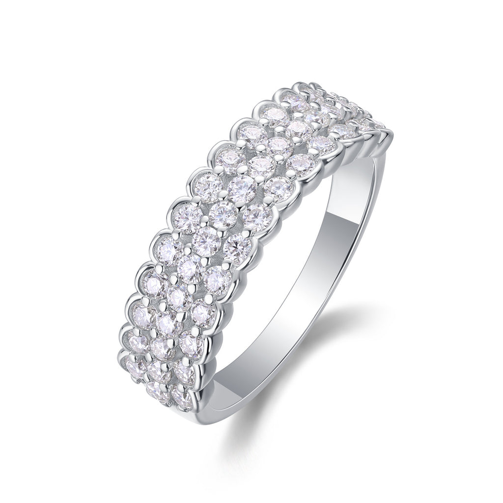 Éclat Harmonie, 18k White Gold-Plated S925 Sterling Silver 0.84ct Total Moissanite Wedding Ring