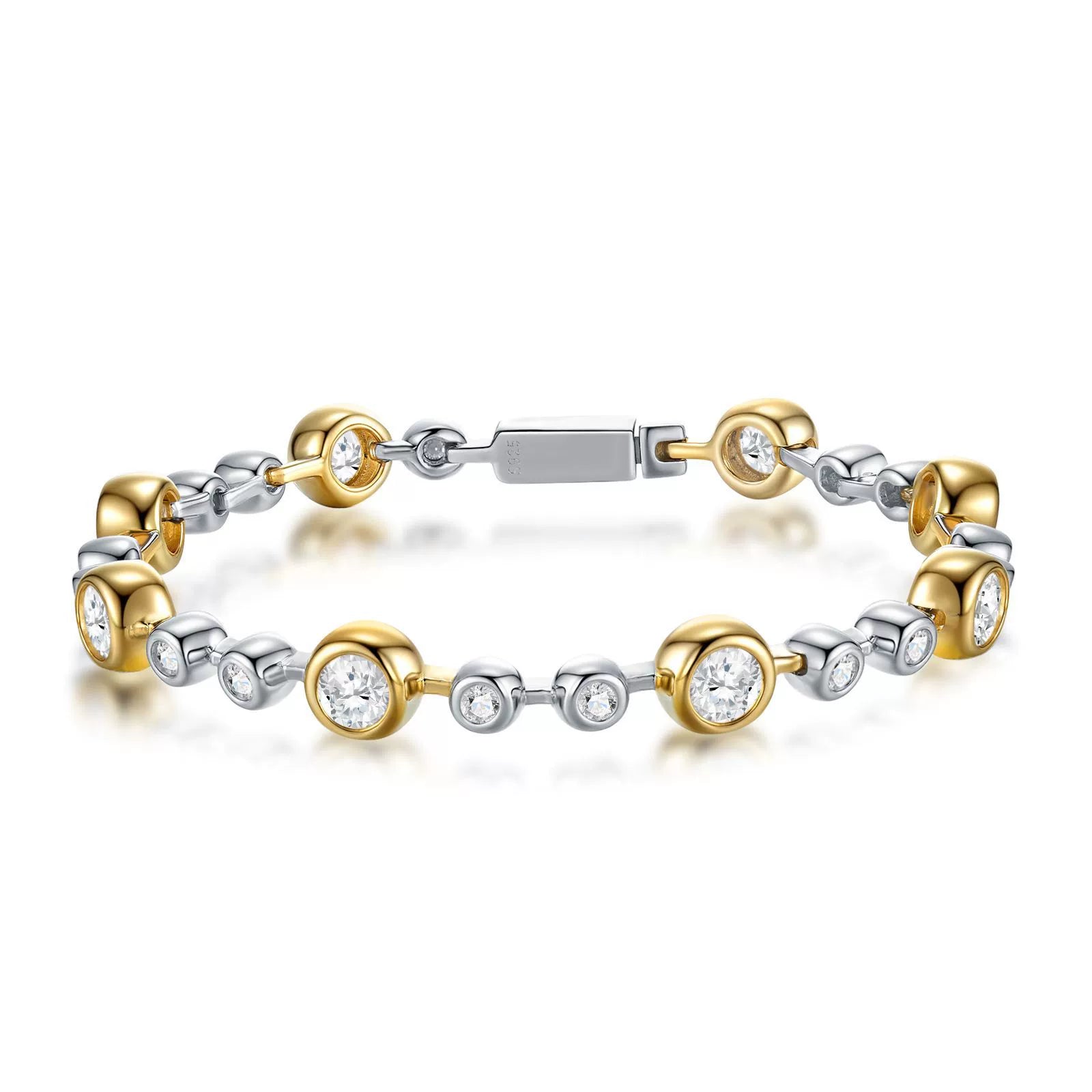 Lumière Alternée, 18k White Gold-Plated S925 Sterling Silver Moissanite Bracelet