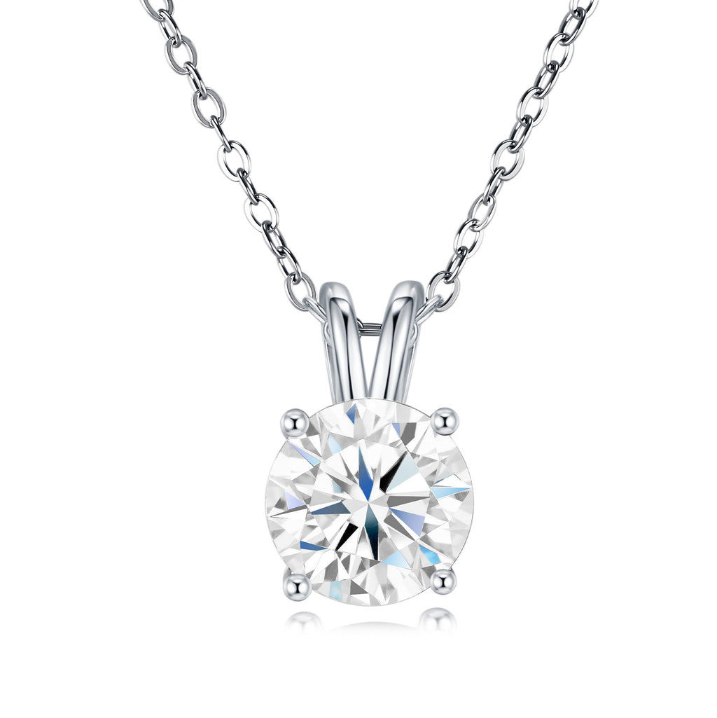 Clarté Solitaire, 18k White Gold-Plated S925 Sterling Silver 1ct Moissanite Pendant Necklace